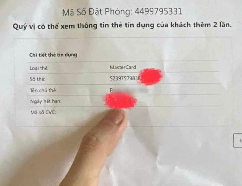 Chủ thẻ tín dụng tá hỏa vì lộ thông tin khi đặt phòng khách sạn